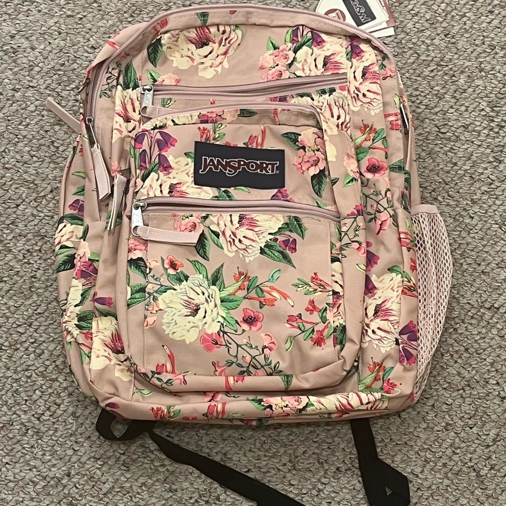Jansport Pink Floral Print Backpack